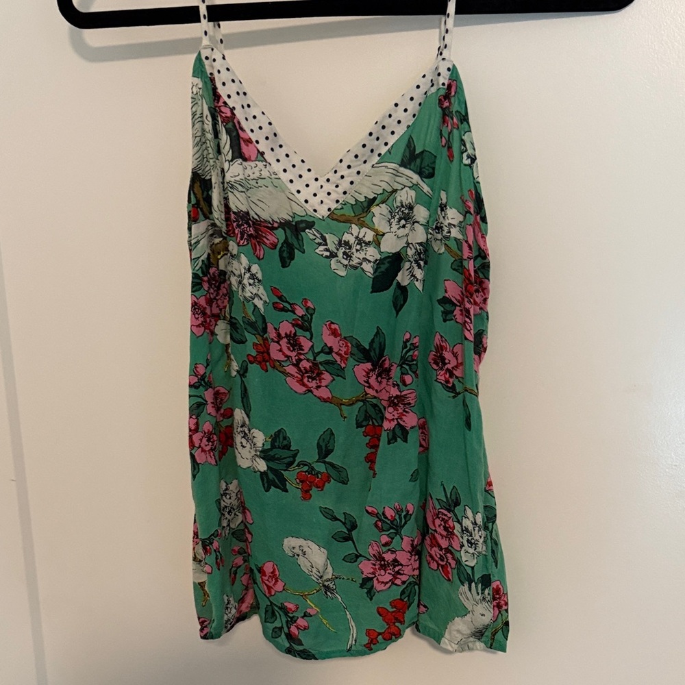 Anthropologie Green Floral Camisole